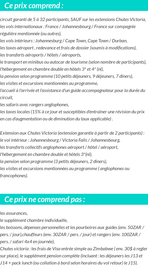 Conditions tarifaires