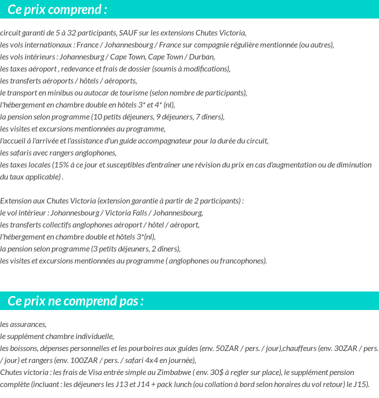 Conditions tarifaires