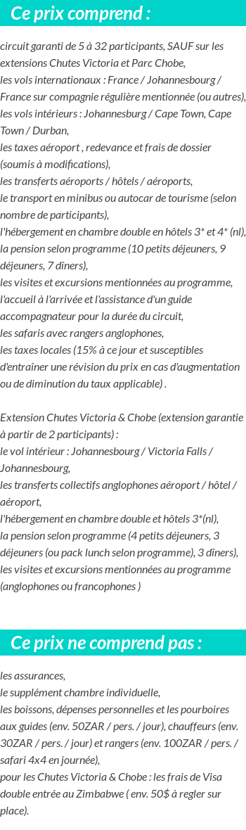 Conditions tarifaires