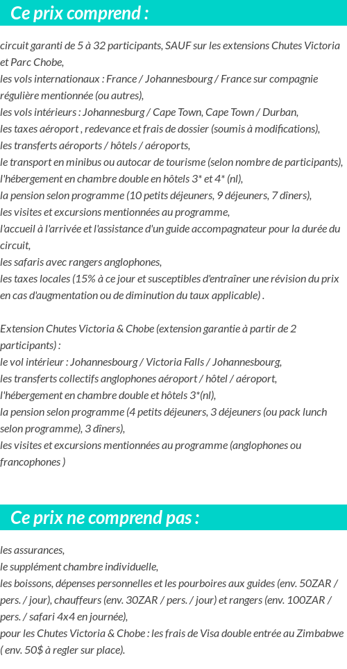 Conditions tarifaires