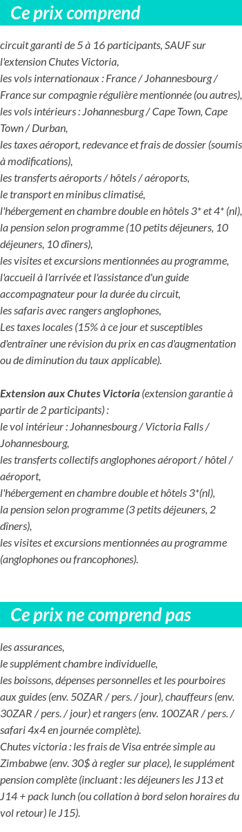 Conditions tarifaires