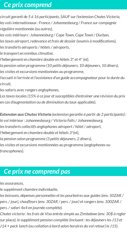 Conditions tarifaires