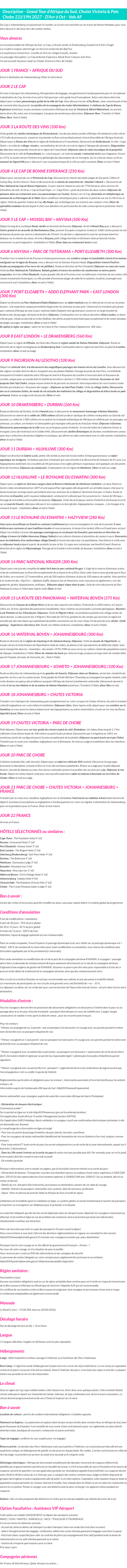 Détails du séjour