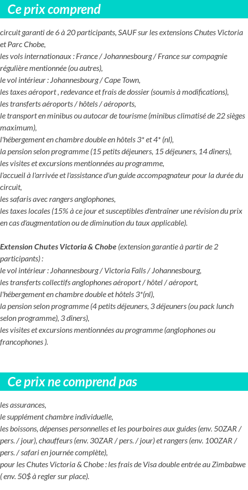 Conditions tarifaires