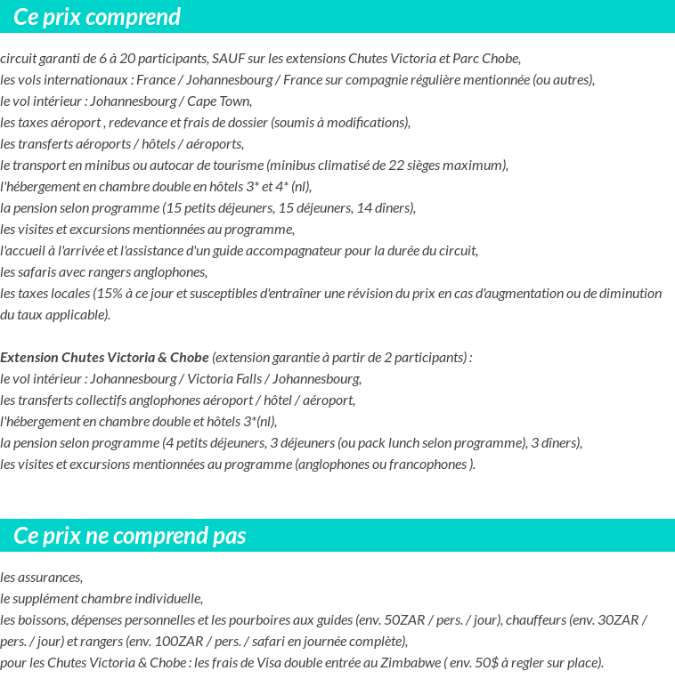 Conditions tarifaires
