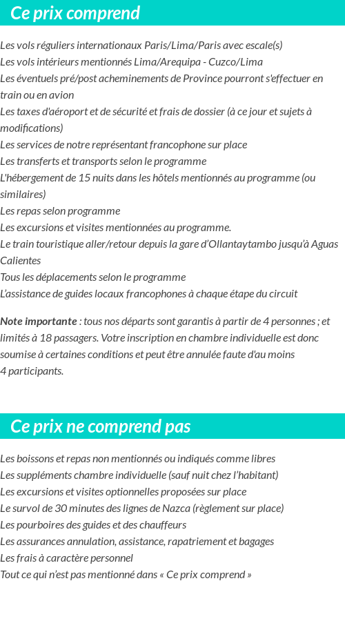 Conditions tarifaires