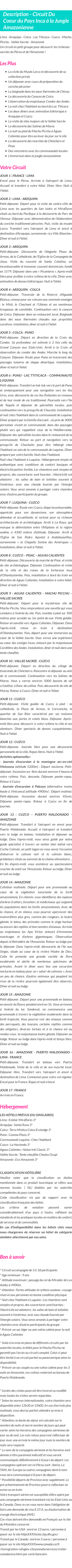 Détails du séjour