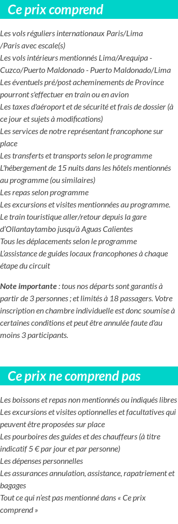 Conditions tarifaires