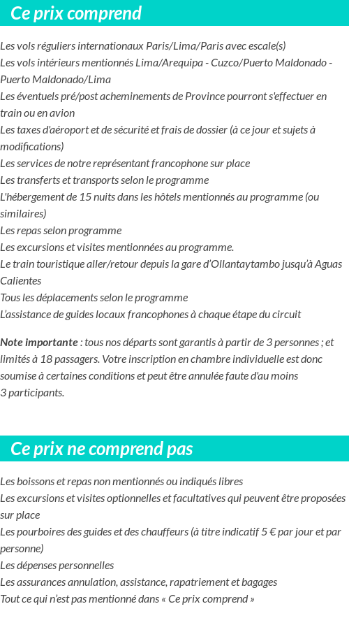 Conditions tarifaires