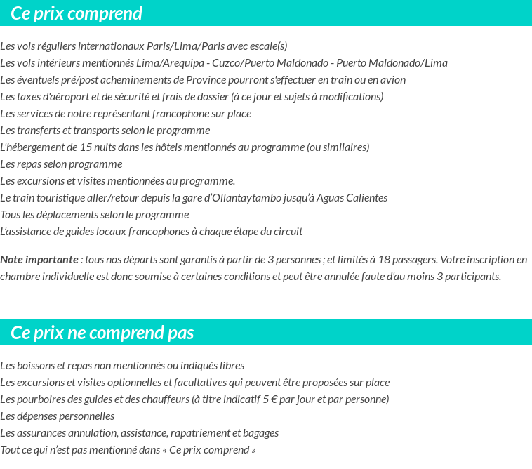 Conditions tarifaires