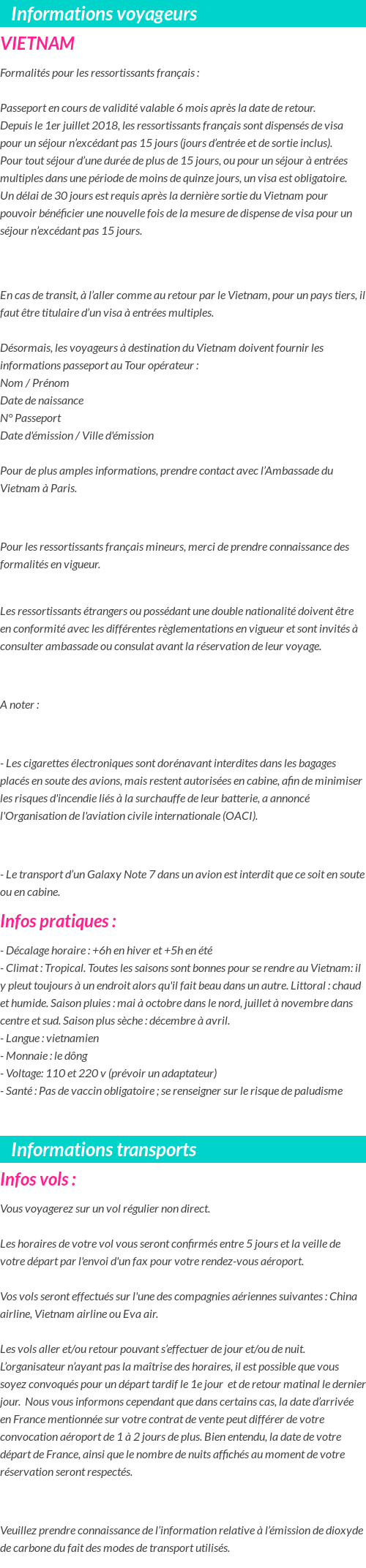 Formalités et infos voyageurs