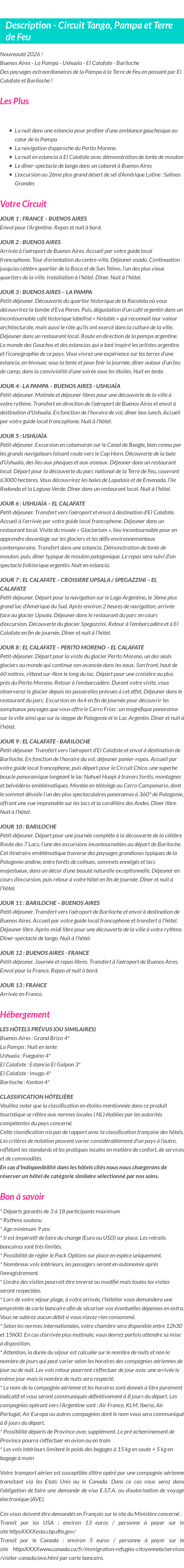 Détails du séjour