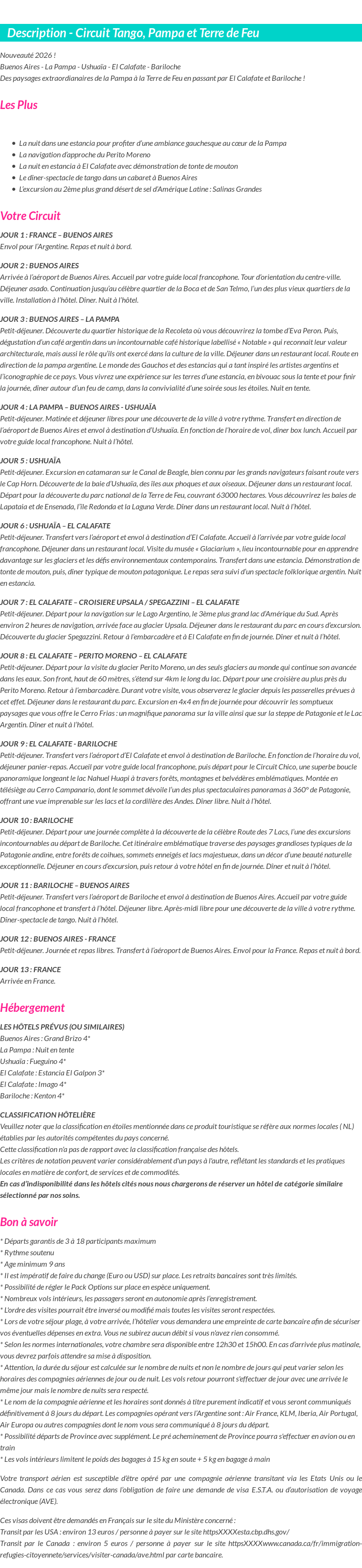 Détails du séjour