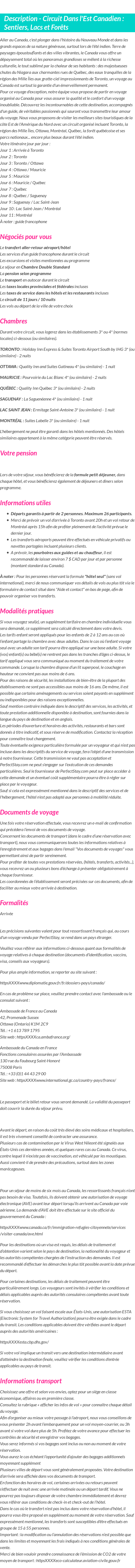 Détails du séjour