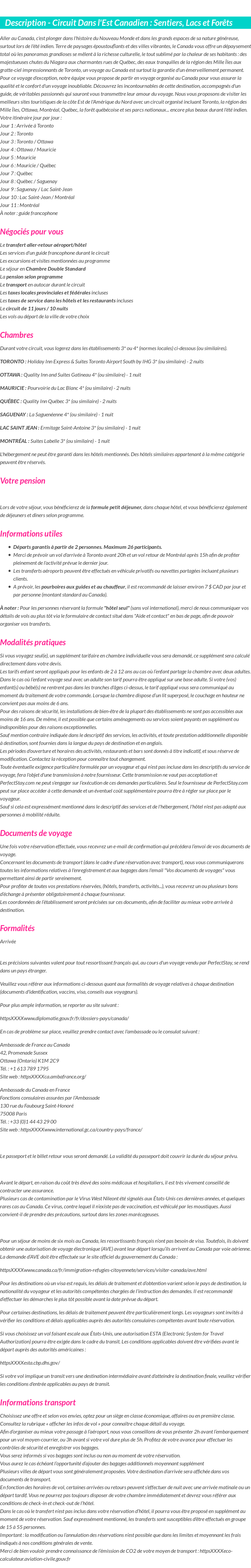 Détails du séjour