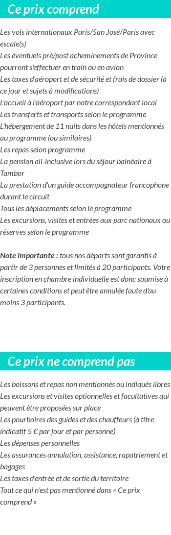 Conditions tarifaires