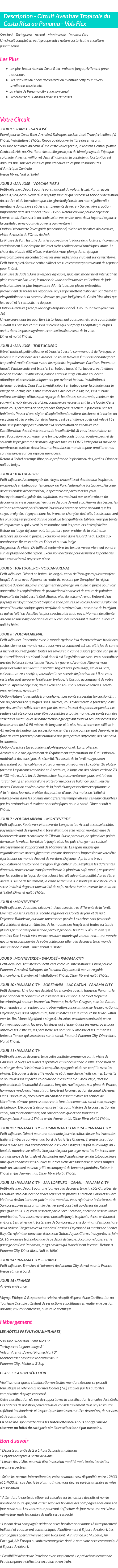 Détails du séjour