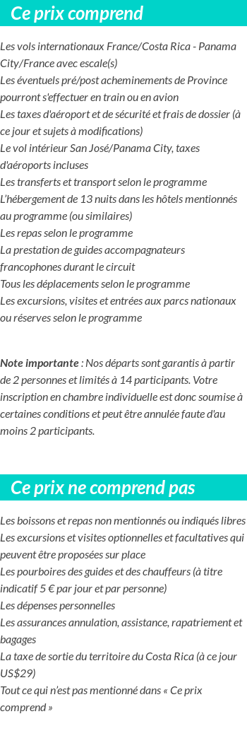 Conditions tarifaires