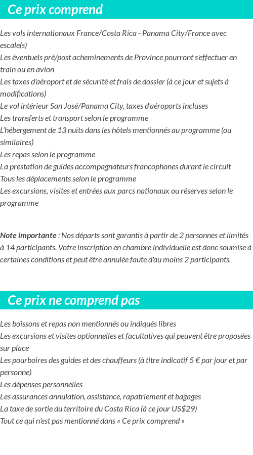 Conditions tarifaires