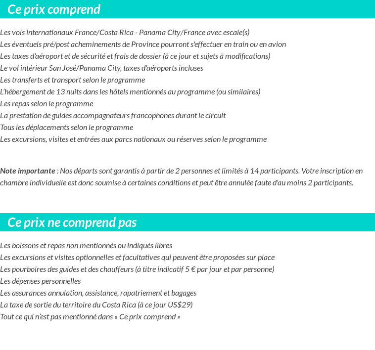 Conditions tarifaires