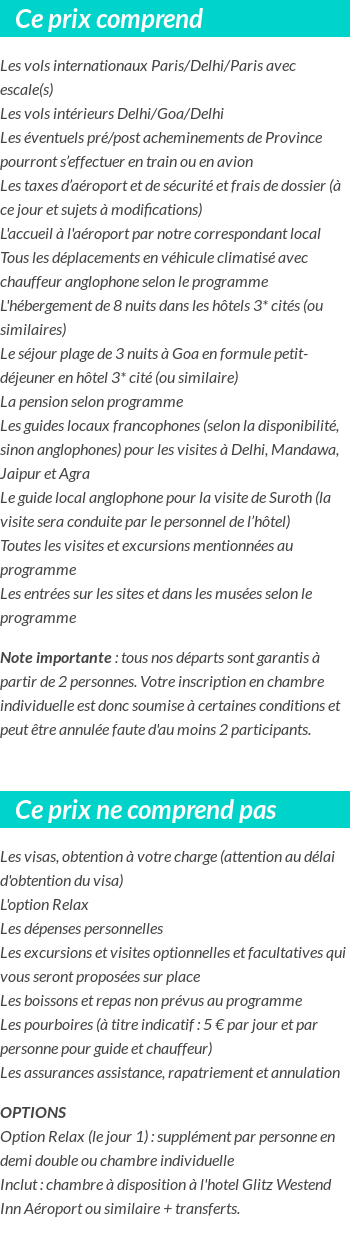 Conditions tarifaires