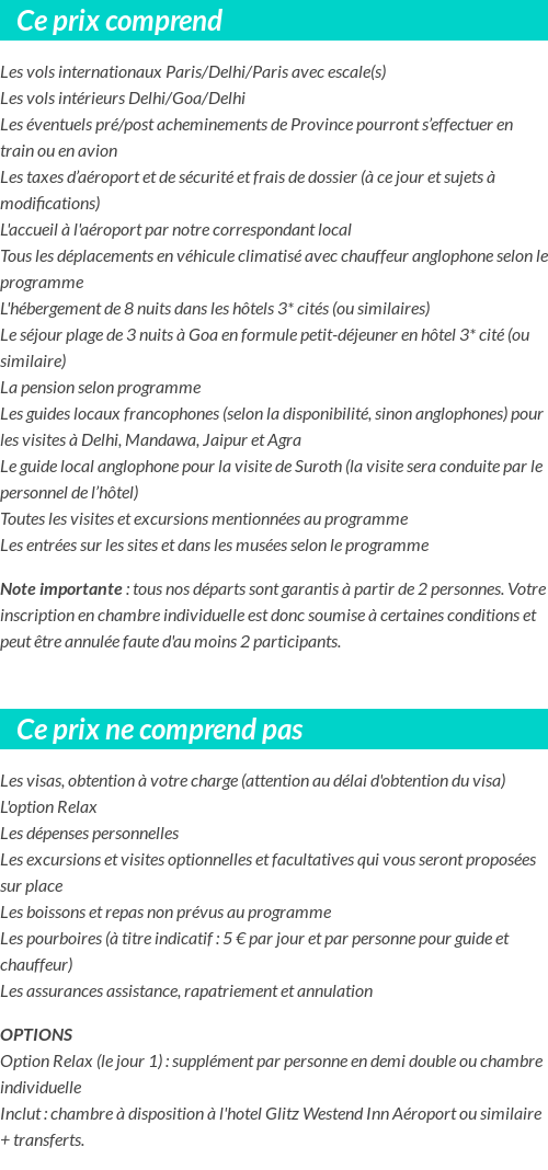 Conditions tarifaires