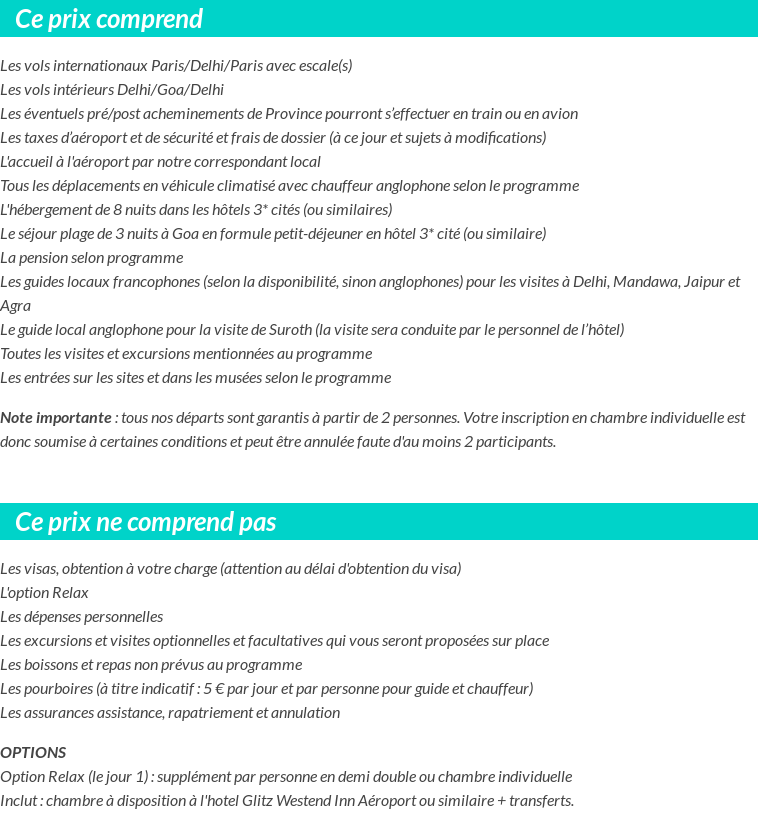 Conditions tarifaires