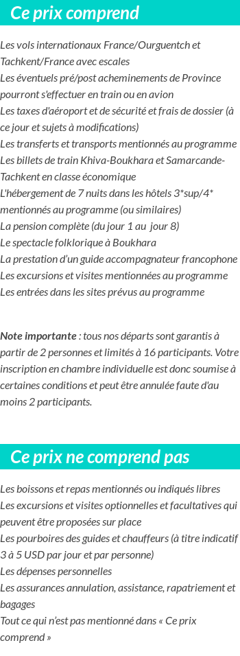 Conditions tarifaires