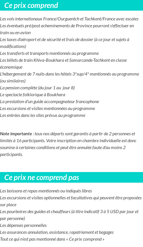 Conditions tarifaires