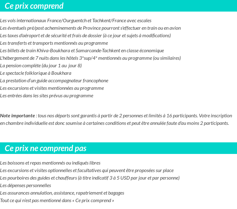 Conditions tarifaires
