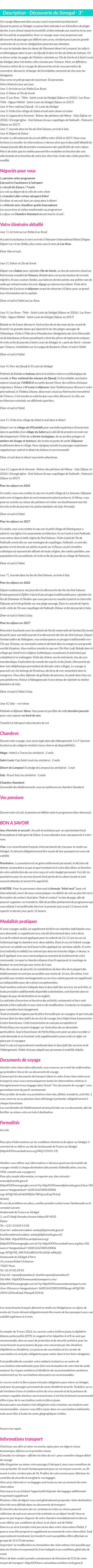 Détails du séjour