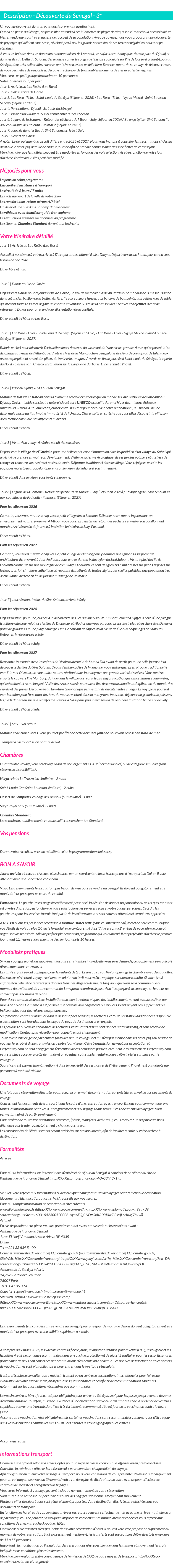 Détails du séjour