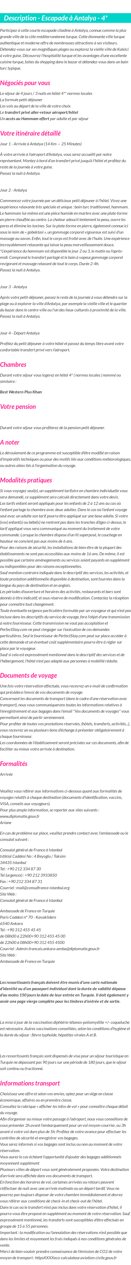 Détails du séjour