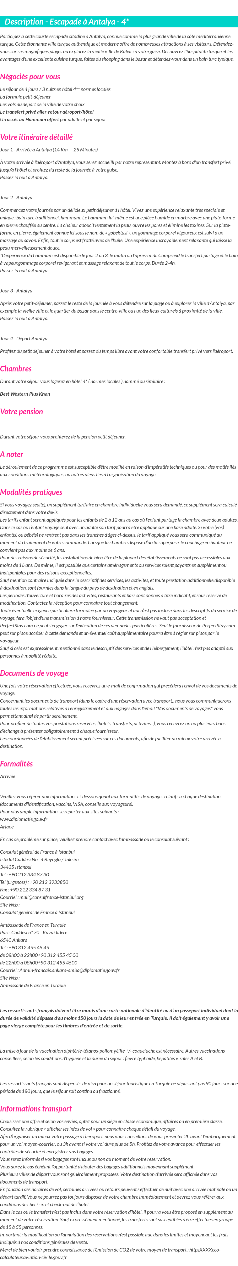 Détails du séjour