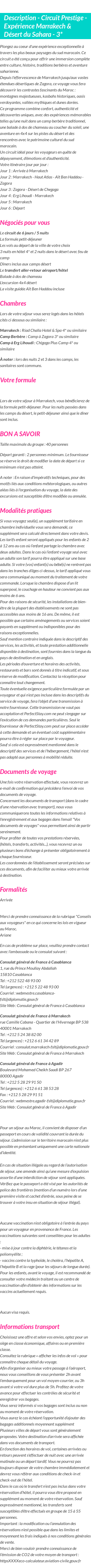 Détails du séjour