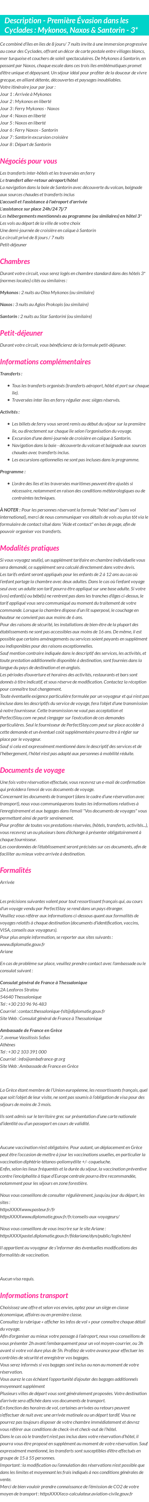 Détails du séjour