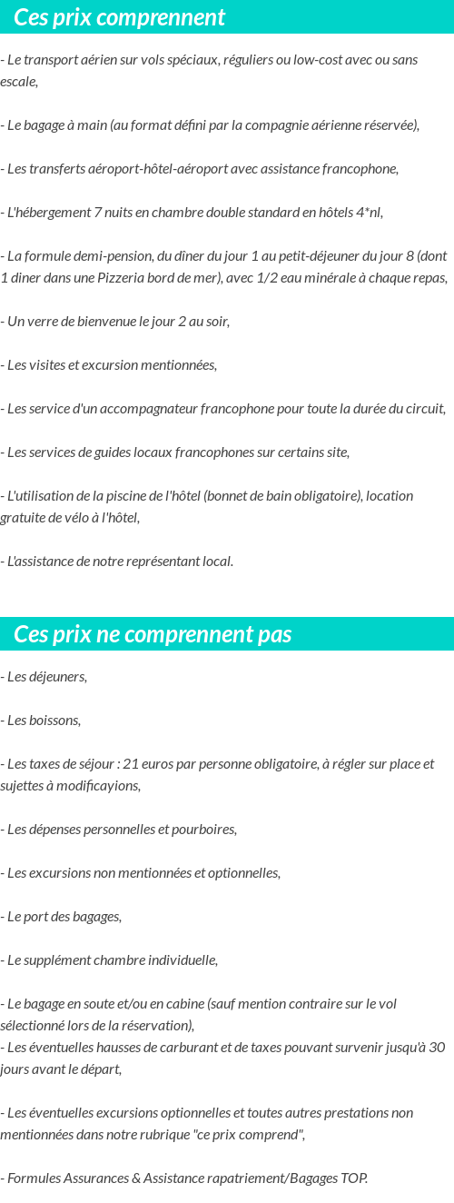Conditions tarifaires