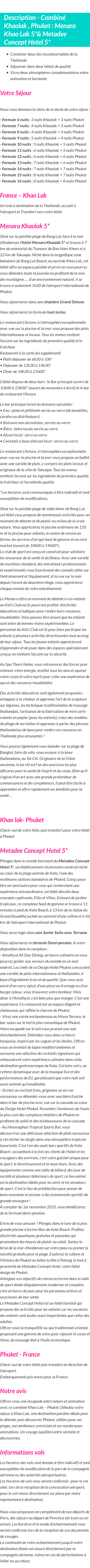 Détails du séjour