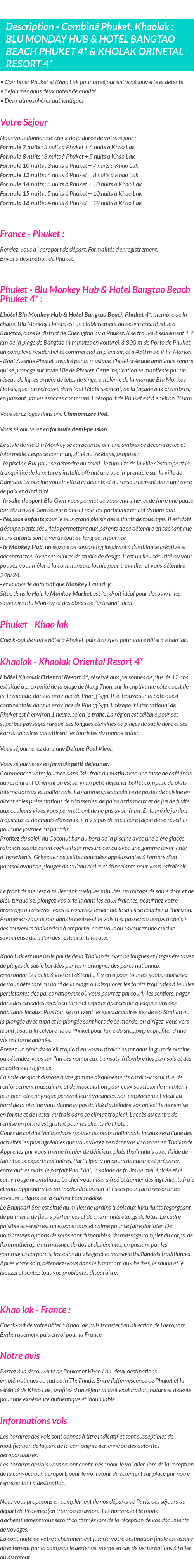 Détails du séjour