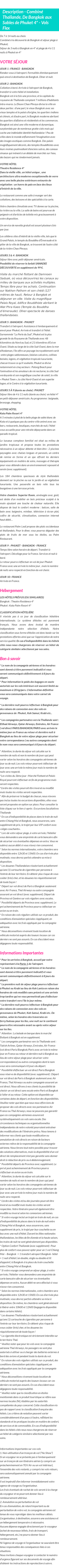 Détails du séjour
