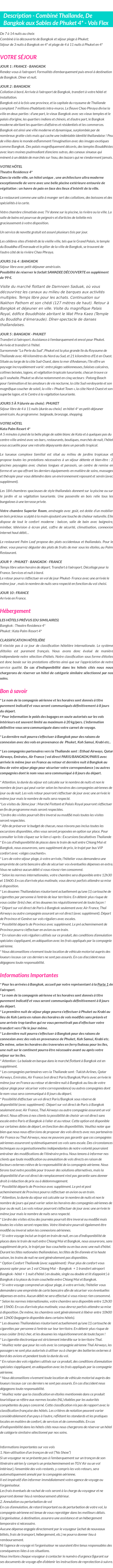 Détails du séjour