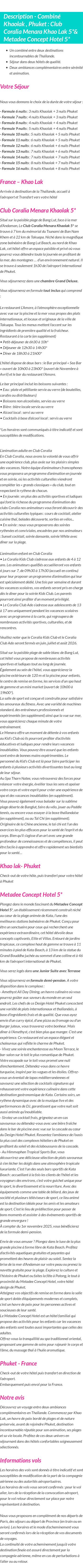 Détails du séjour