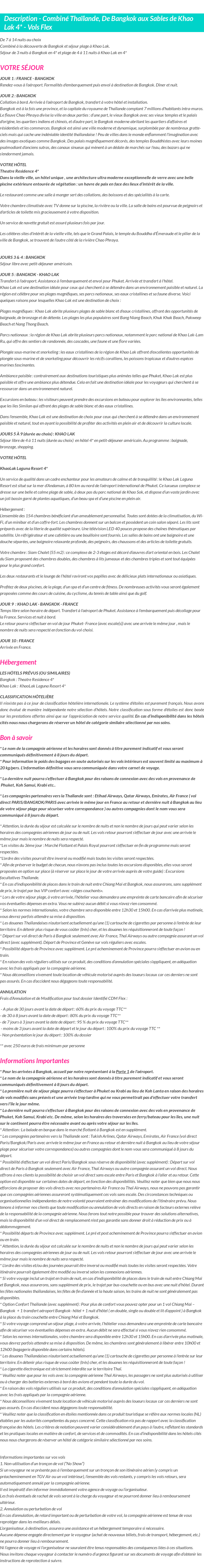 Détails du séjour