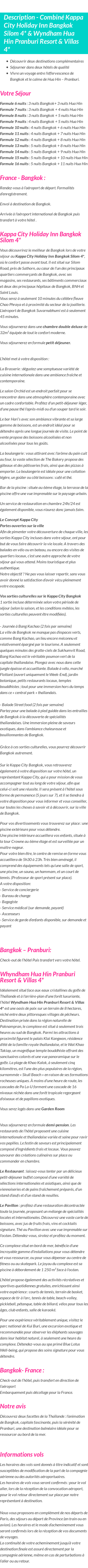 Détails du séjour
