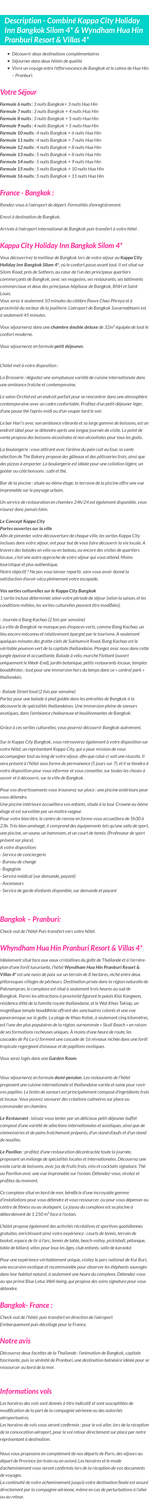 Détails du séjour