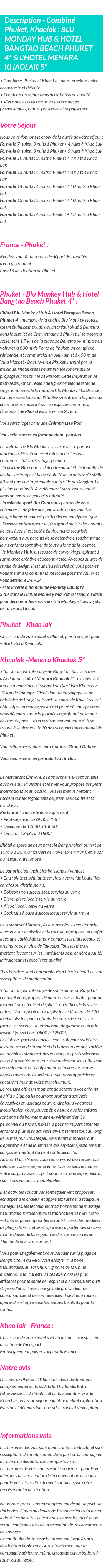 Détails du séjour
