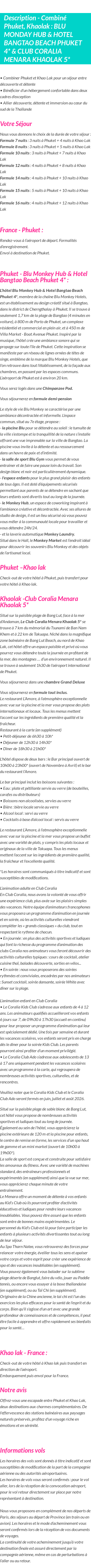 Détails du séjour