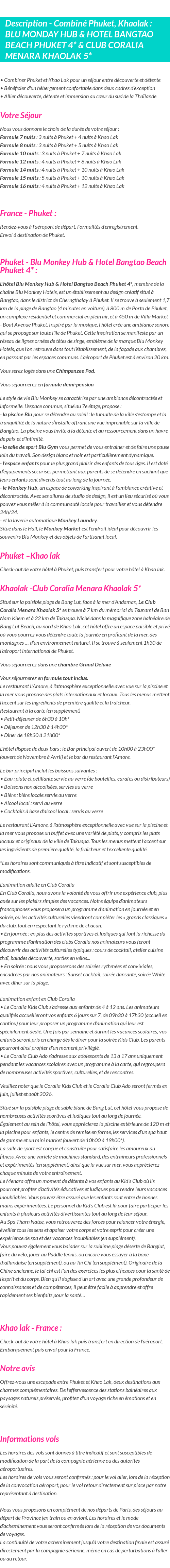 Détails du séjour
