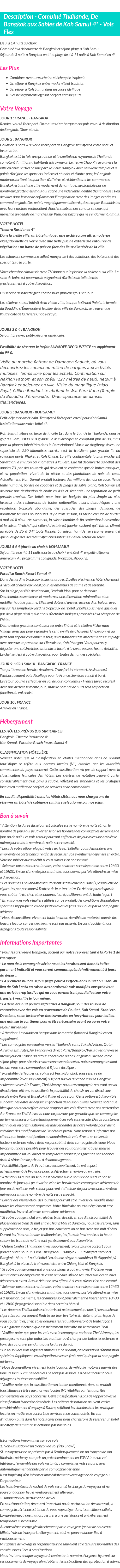 Détails du séjour