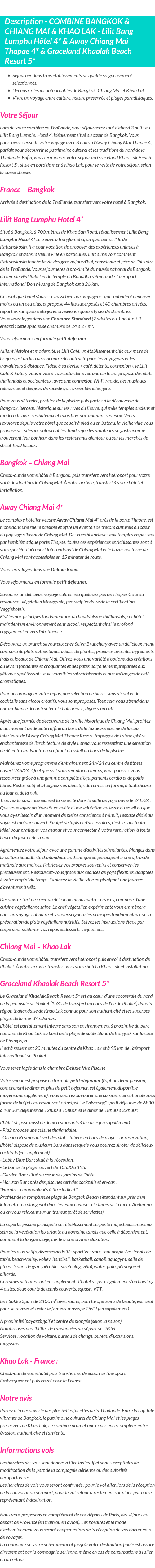 Détails du séjour